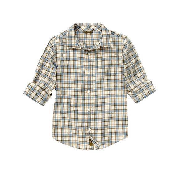 Gymboree Boys Shirt Size XS 3 4 Wilderness Club Plaid Dusty Blue Button Up Front - Picture 1 of 7